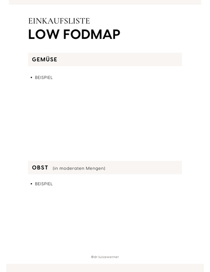 Einkaufsliste: Low FODMAP